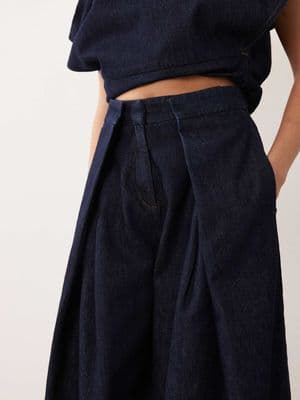 ARRANGE denim pleat detail pants