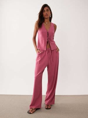 Miss Selfridge linen blend pull on pants