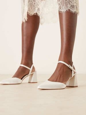 Be Mine Wide Fit Bridal Ravina pointed toe block heeled shoes