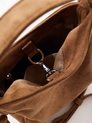 PASQ faux suede mini slouch bag