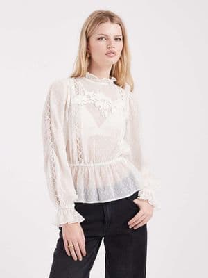 Miss Selfridge chiffon embroidered victoriana blouse