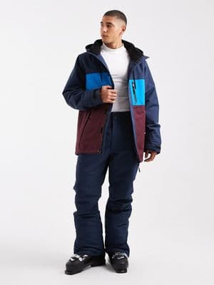 Threadbare zip through ski jacket