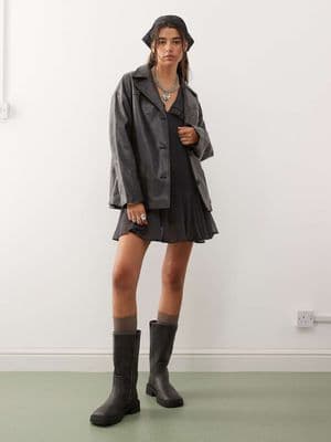 Reclaimed Vintage boxy fit leather look blazer