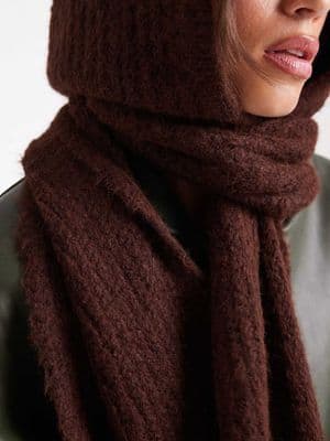 Object super soft knitted hooded scarf