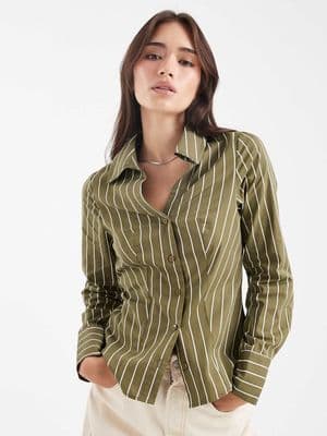 Miss Selfridge poplin fitted shirt