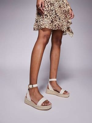 South Beach linen look two part espadrille sandals