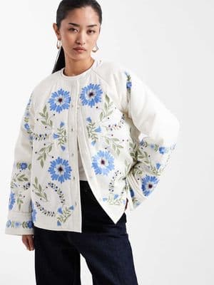 Miss Selfridge embroidered cotton padded jacket