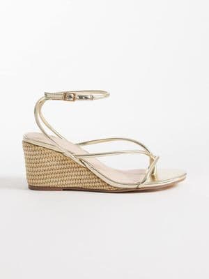 London Rebel Wide Fit Mary Wedge heeled strappy sandals