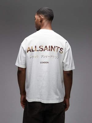 AllSaints Underground cow print logo T-shirt