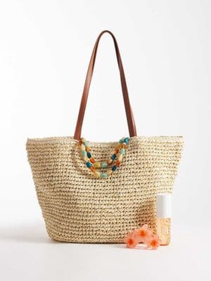 South Beach straw shoulder tote bag