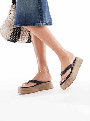 London Rebel thong flatform espadrille sandals