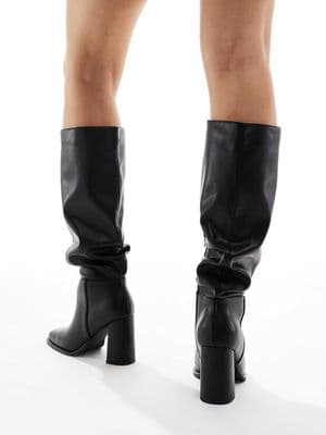 London Rebel Maggie slouchy block heel boots