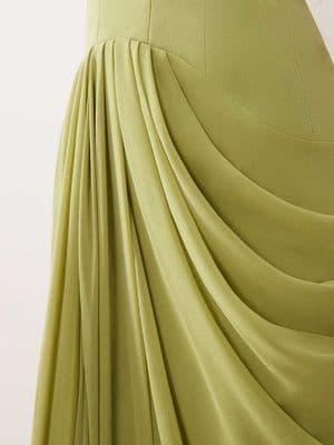 ARRANGE hybrid plunge halter neck cinched waist maxi dress