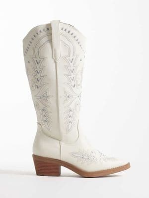 Glamorous embroidered western knee boots