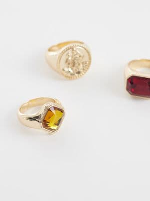 Reclaimed Vintage unisex signet ring 3 pack