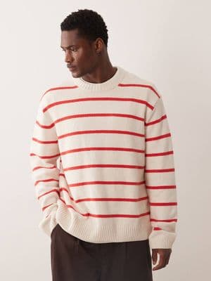 ARKET cotton rich striped crew neck sweater