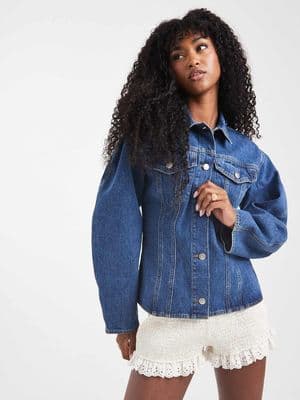 Miss Selfridge fitted corset denim shirt