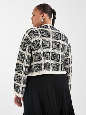 ONLY Curve tie front crochet cardigan