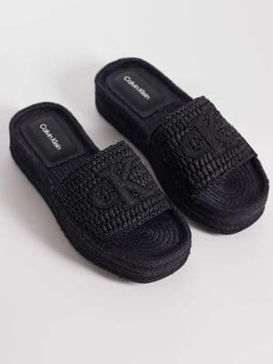 Calvin Klein Jeans raffia effect flatform espadrille sandals