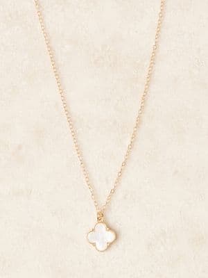 DesignB London white stone clover pendant necklace