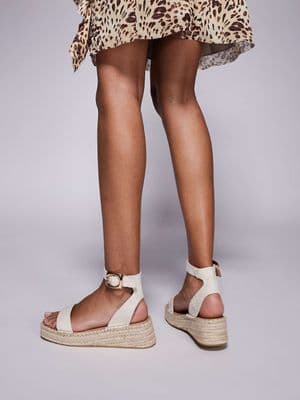 South Beach linen look two part espadrille sandals