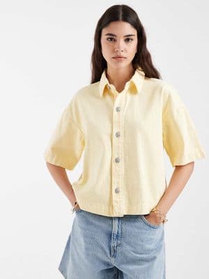PIECES boxy denim shirt