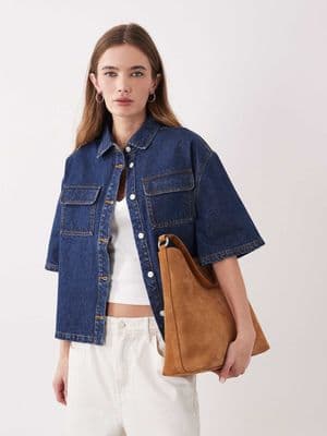 Miss Selfridge denim boxy shirt