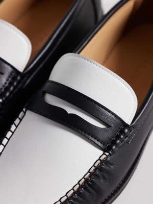 SEQWL Hero contrast rouched loafers in black/white