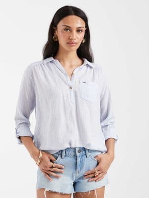 Hollister oversized 1/4 button up shirt