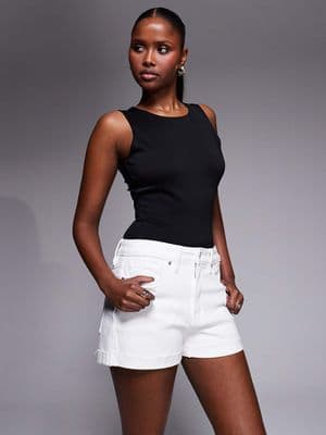 Good American good girlfriend denim shorts