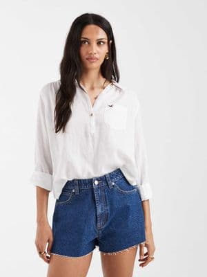 Hollister oversized 1/4 button up shirt