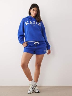 Kaiia Sport cotton rich embroidered logo oversized hoodie
