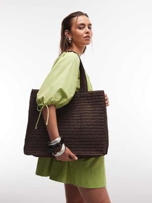 South Beach shoulder straw beach tote bag