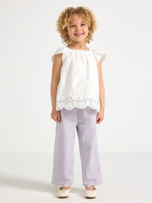 Cropped trousers in linen blend