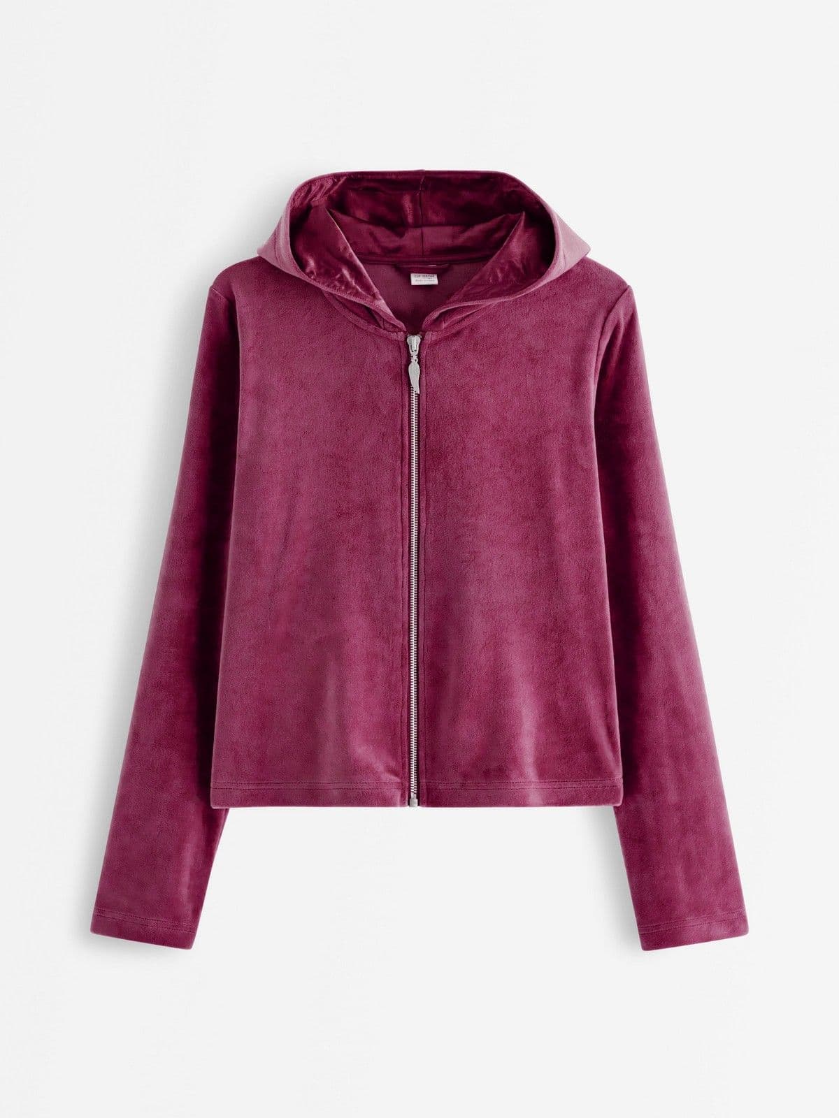 Hoodie in velour Dark Red 1