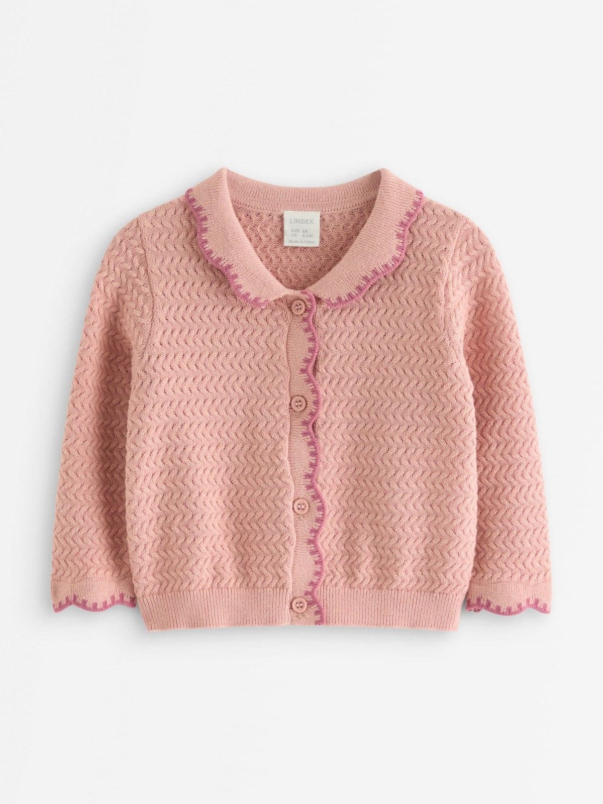 Pattern knit cardigan Dusty Pink 1