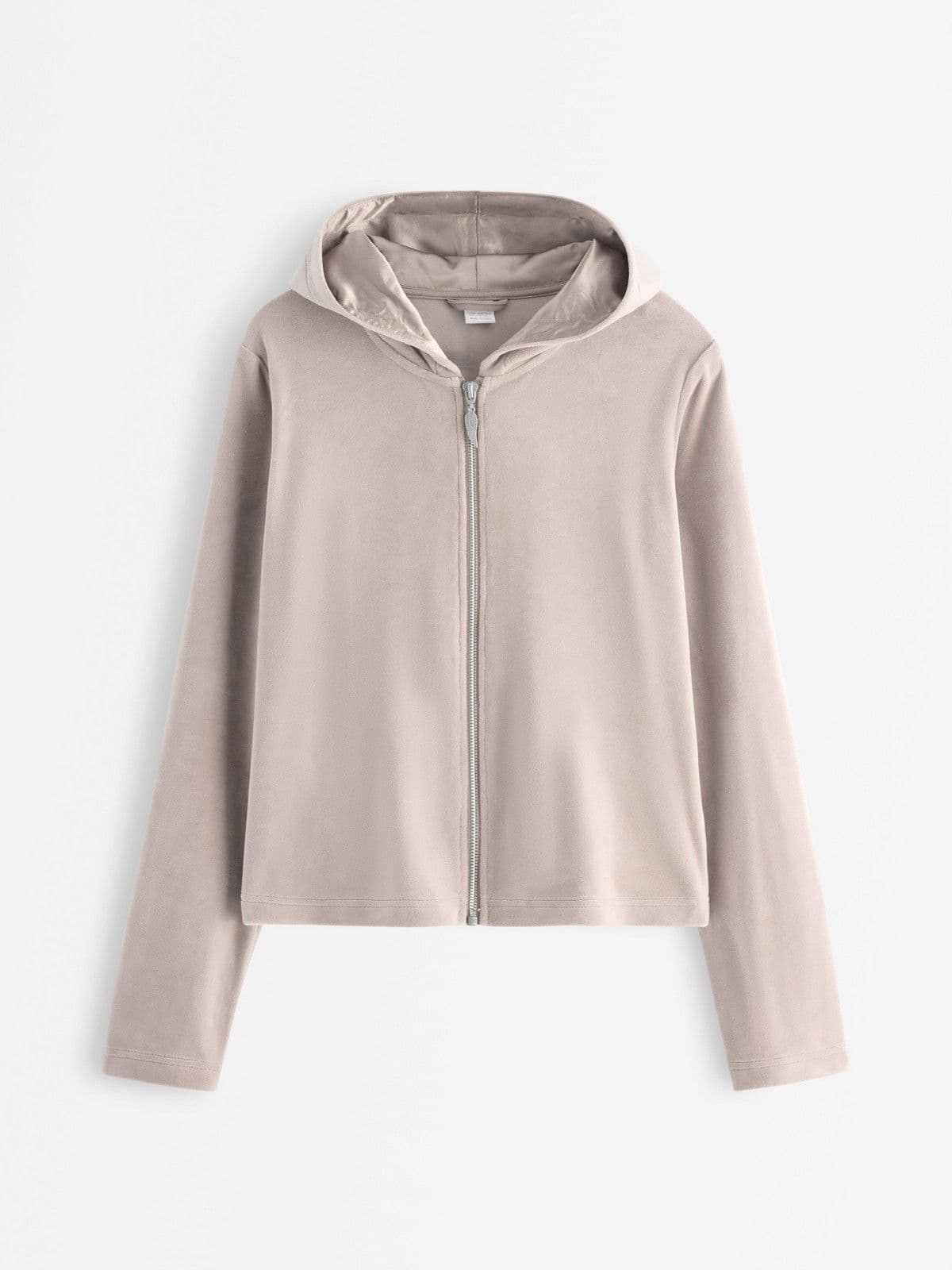 Hoodie in velour Light Grey 1