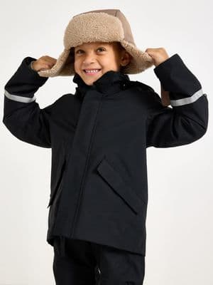 Waterproof shell jacket with adjustable sleeves – Kids Performance Wear Black 2
