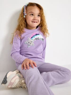 Long-sleeved top with reversible sequins
