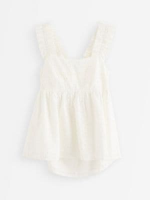 Sleeveless blouse with broderie anglaise