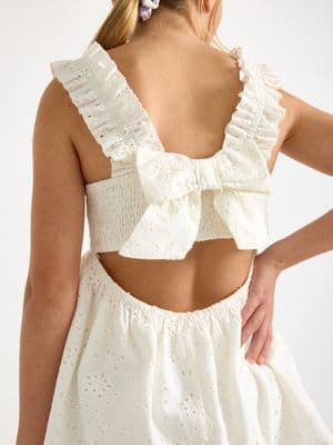 Sleeveless blouse with broderie anglaise
