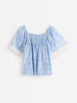 Blouse with smock Light Blue 1