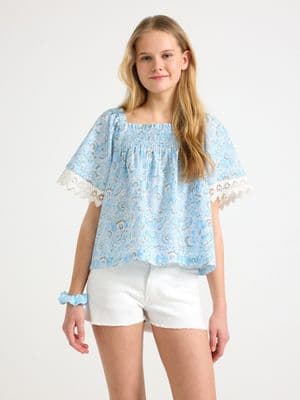 Blouse with smock Light Blue 2