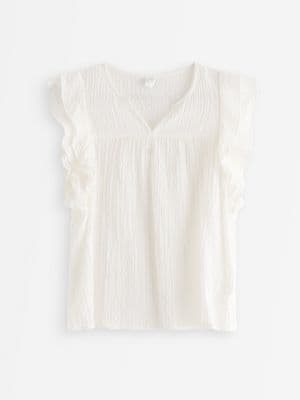 Sleeveless blouse with flounce Off White 1