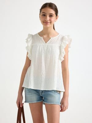 Sleeveless blouse with flounce Off White 2