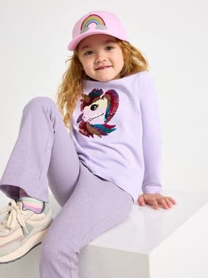 Long-sleeved top with reversible sequins