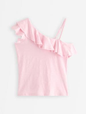 Top in slub jersey with one shoulder design