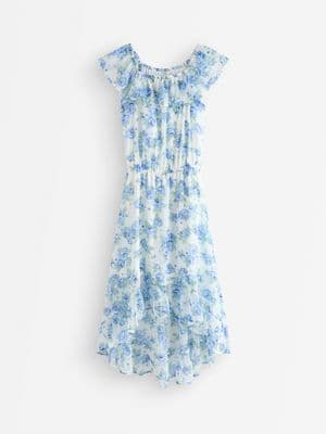 Dress with flounces