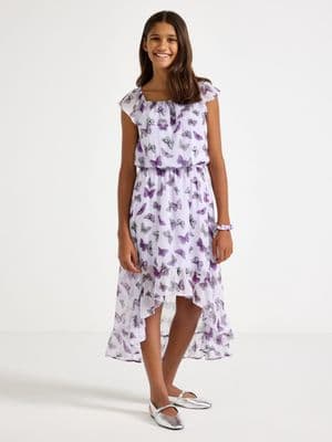 Dress with flounces
