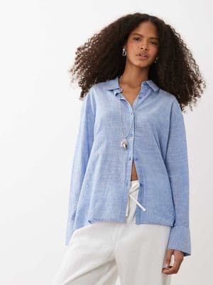 Cotton On haven oversized dad shirt linen blend